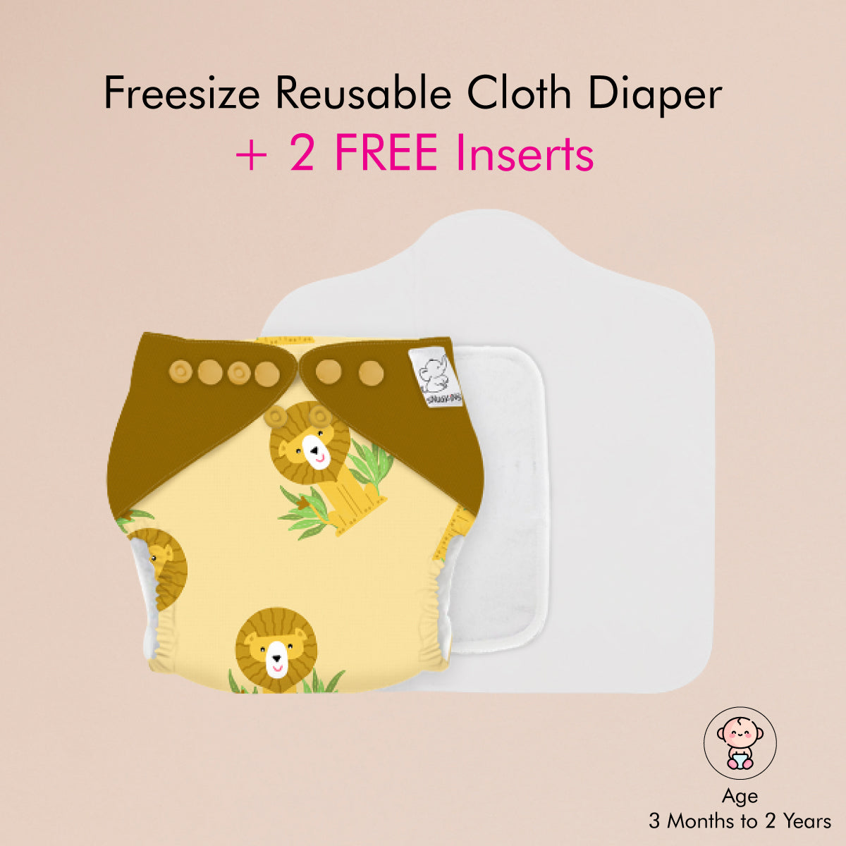 Lion Hearted- New-Age Cloth Diapers with Soaker and Booster for 3month -2 years