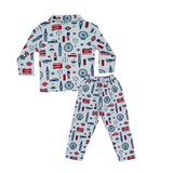Full Sleeves Baby London Bus Printed Night Suit  for Baby/Kids - Sky Blue 2-3 Years