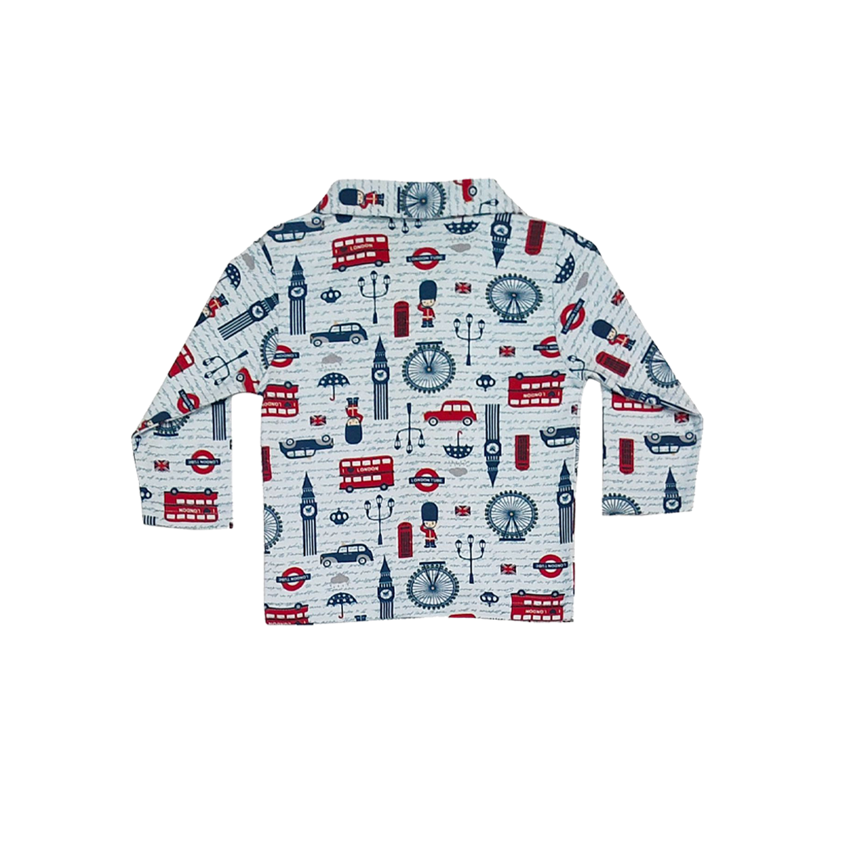 Full Sleeves Baby London Bus Printed Night Suit  for Baby/Kids - Sky Blue 2-3 Years