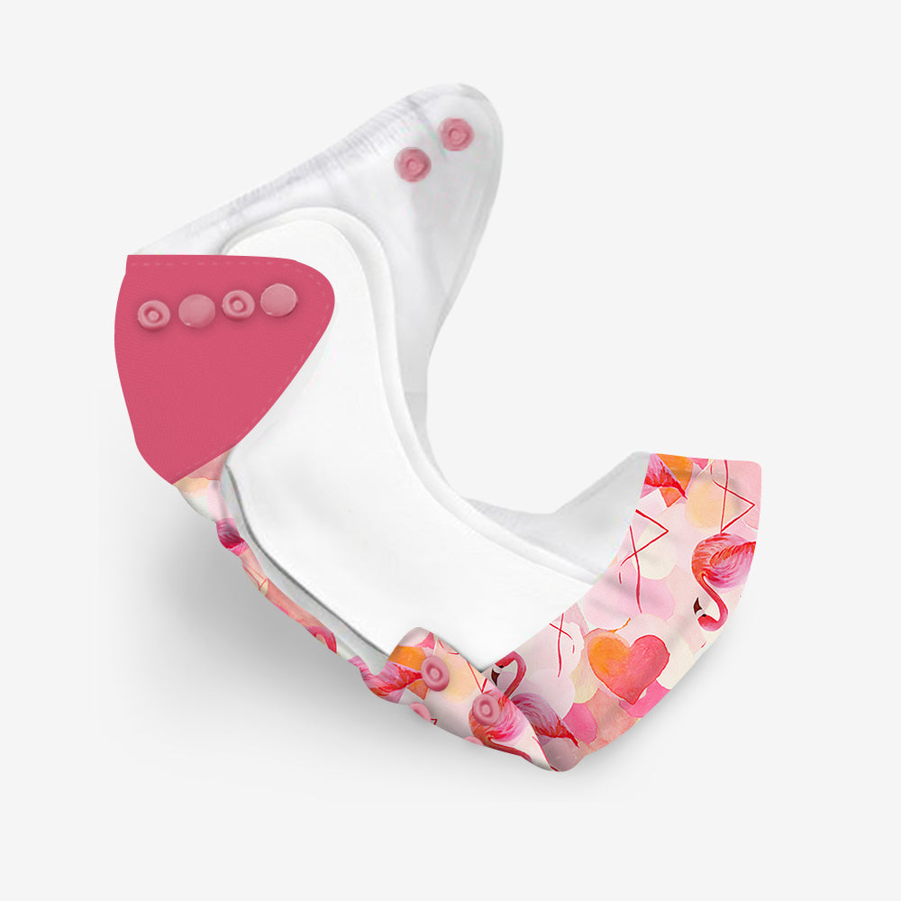 Heart Flamingo - New-Age Cloth Diapers with Soaker and Booster for 3month -2 years