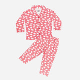 Full Sleeves Baby Elephant Printed Night Suit  for Baby/Kids - Pink 12-18 Months