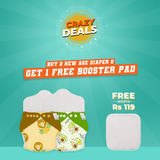 Crazy Deal - Buy 2 New Age Cloth Diapers Get 1 Booster Free