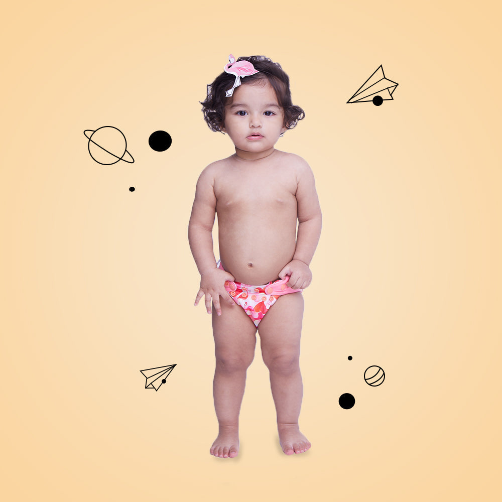 Heart Flamingo - New-Age Cloth Diapers with Soaker and Booster for 3month -2 years