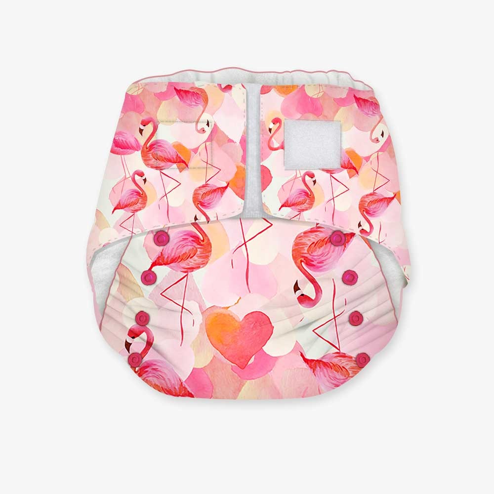 CRAZY DEAL Heart Flamingo - Newborn Bliss Cloth Diapers for 0-3 Month