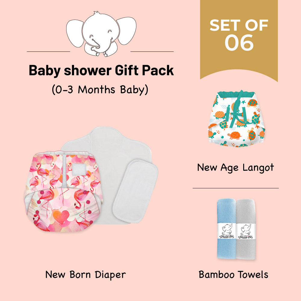 pink background poster with diaper, baby wipes, and langot .Perfect baby shower gift .
