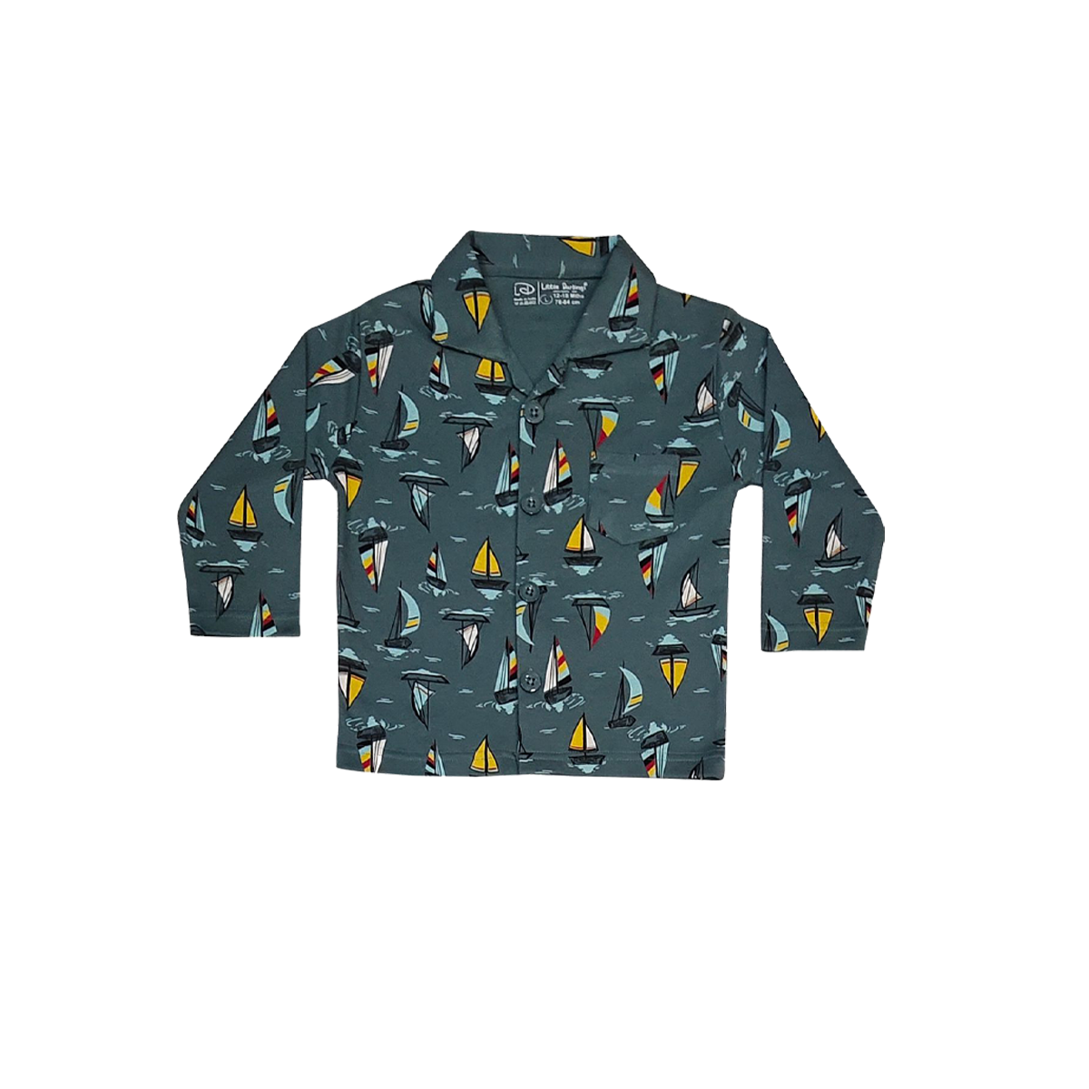 Full Sleeves Baby Little Sailors Printed Pajamas / Night Suit  for Baby/Kids - Dark Green
