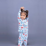 Full Sleeves Baby London Bus Printed Night Suit  for Baby/Kids-Sky Blue 4-5 Years