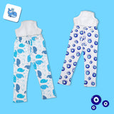 Snugkins Diaper Pant Potty Training Pajamas for Boys & Girls 100% Cotton Size 1 -Pack of 2 - Evil Eye & Whale