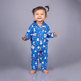 Full Sleeves Baby Penguin Printed Pajamas / Night Suit  for Baby/Kids - Navy Blue