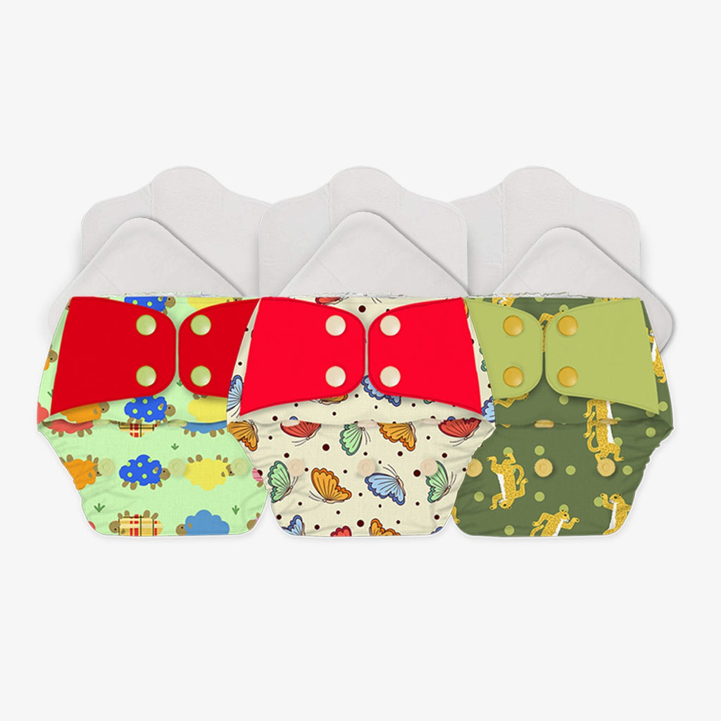Reusable cloth diapers pack of 3 for infants | Snugkins