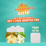 Crazy Deal - Buy 2 New Age Cloth Diapers Get 1 Booster Free