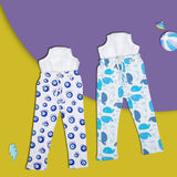 Snugkins Diaper Pant Potty Training Pajamas for Boys & Girls 100% Cotton Size 1 -Pack of 2 - Evil Eye & Whale